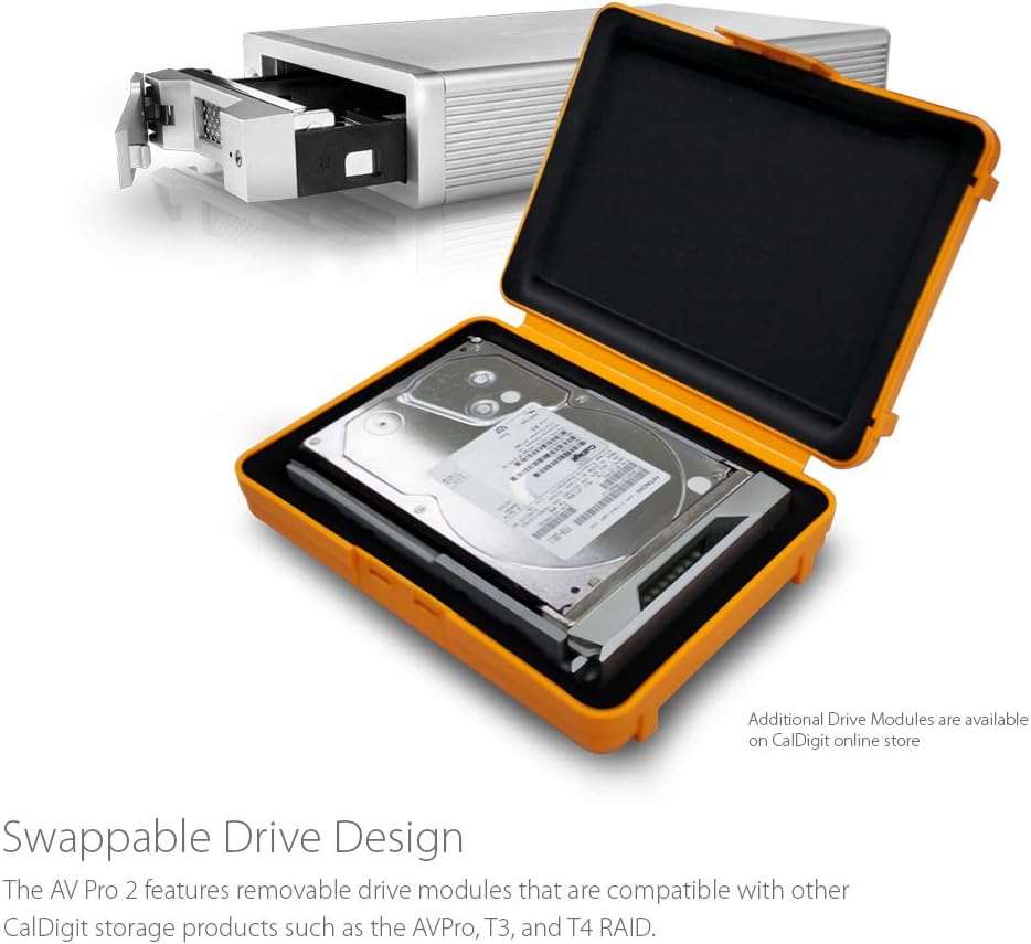 CalDigit AV Pro 2 Storage Hub USB C External Hard Drive - Charge up to 30W, Compatible with USB-C and Thunderbolt Type-C Computers (0TB Enclosure Kit)