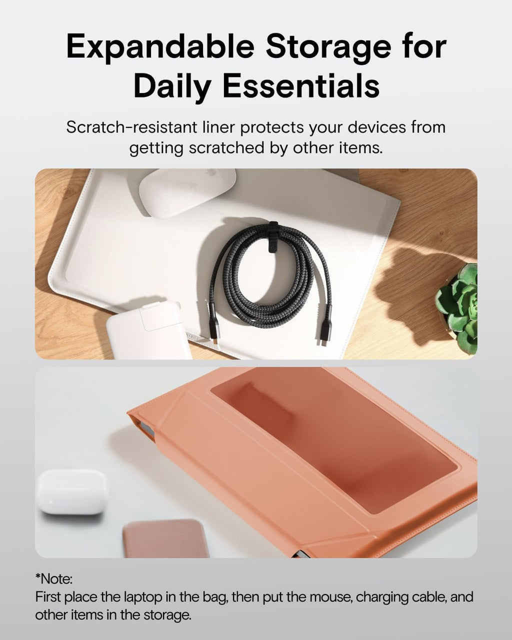 MOFT Laptop Carry Sleeve, 2-in-1 Laptop Bag & Stand for 13" MacBook Air/Pro & Dell/HP/Lenovo/Asus, Stylish Slim Computer Sleeve Bag with Expandable Storage for Computer Accessories, Night Black