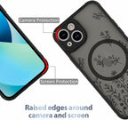 AIGOMARA Magnetic Case for iPhone 13 [Compatible with MagSafe] Cute Black Flower Floral for Women Girls Soft TPU Bumper Hard PC Back Anti-Fall Shockproof Protective Slim Cover