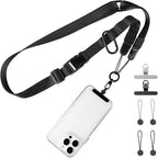 Adjustable Crossbody Phone Lanyard, Universal Phone Wrist Strap and Phone Neck Strap with Tether Tab, Phone Lanyard with Quick Release, Suitable for iPhone and Most Smartphones, Black