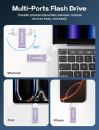 Gulloe 256GB Flash Drive Intended for iPhone, Memory Stick Storage for Photos and Videos Backup, Compatible with iPhone iPad Android PC, Plug and Play, No Application Required (Purple)