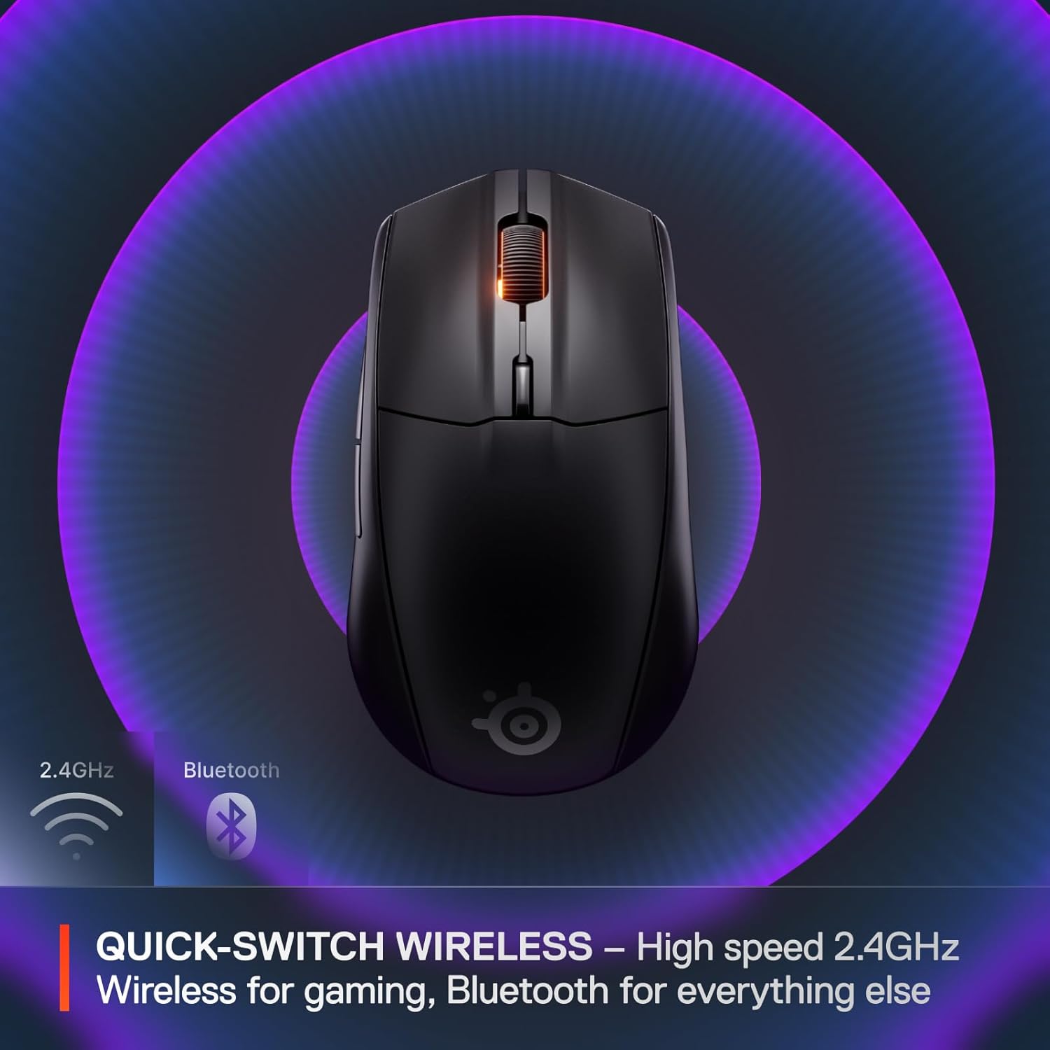 SteelSeries Rival 3 Wireless Gen 2 Gaming Mouse — 2.4GHz and Bluetooth — 18000 DPI TrueMove Air Optical Sensor — 60 Million Click Durability — Light-Weight — 100% PTFE Feet — Black
