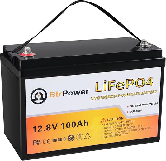 12V Lithium Battery-100Ah Lithium Phosphate Iron LiFePO4 Deep Cycle Battery,100A BMS,4000+ Cycles,Perfect for RV,Trolling Motor,Home Storage,Solar Power System and Outdoor Camping