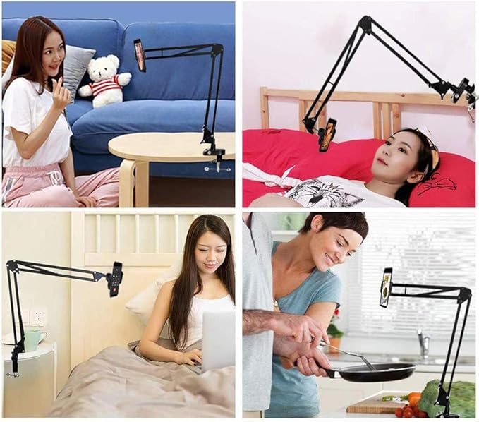 Overhead Tripod Mount for Camera Webcam Ring Light, Flexible Over Head Arm for iPhone with Phone Holder and Ball Head, Table Stand Accessory for Phone Video Recording Live Stream