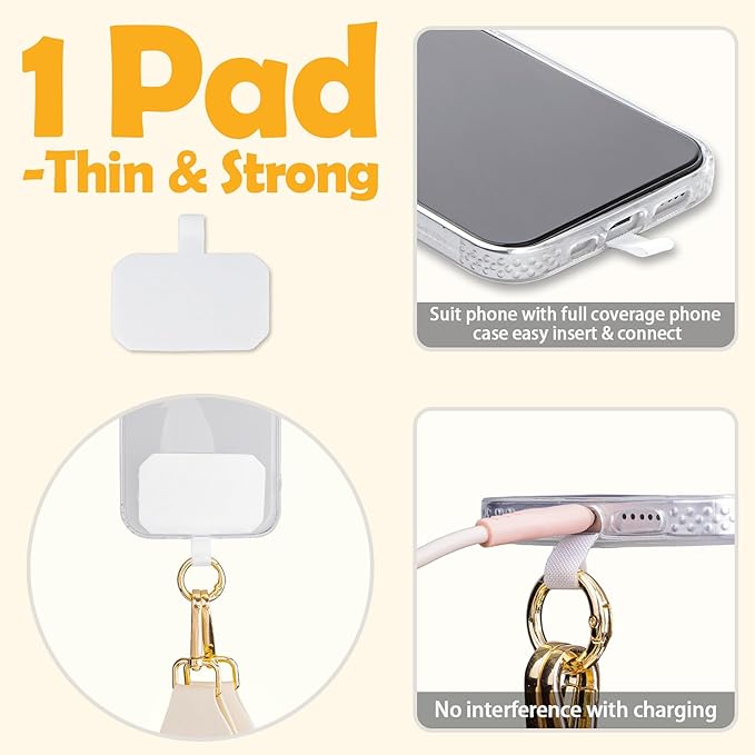 kullder Save Girls Phone Lanyard with Wallet, 2 Pcs-Clip & Go Phone Strap Crossbody with Zippered Pouch & Wrist Lanyard-1 Pad, Universal Cellphone Strap Adjustable Neck Crossbody for Women (Beige)