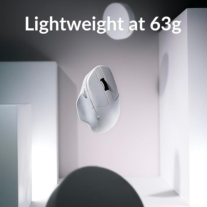 Keychron M7 Wireless Computer Mouse, 26K DPI Optical Computer Mouse, 2.4 GHz/Bluetooth/Wired with Macro Button 63g Lightweight Ergonomic, Up to 70 Hours Worktime for Laptop macOS/Windows - White