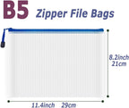 AUSTARK 20 Pcs Zipper File Bags, Plastic Mesh Pouch, Board Game Storage Bag, Waterproof Bags for Office School (B5 Size 11.4''x8.2'', White and Blue)