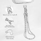 Metal Phone Chain, Crossbody Detachable Phone Lanyard with 1*Wrist Strap & 2* Tether Tabs for iPhone and Smartphones (Pale Silver,Extend)