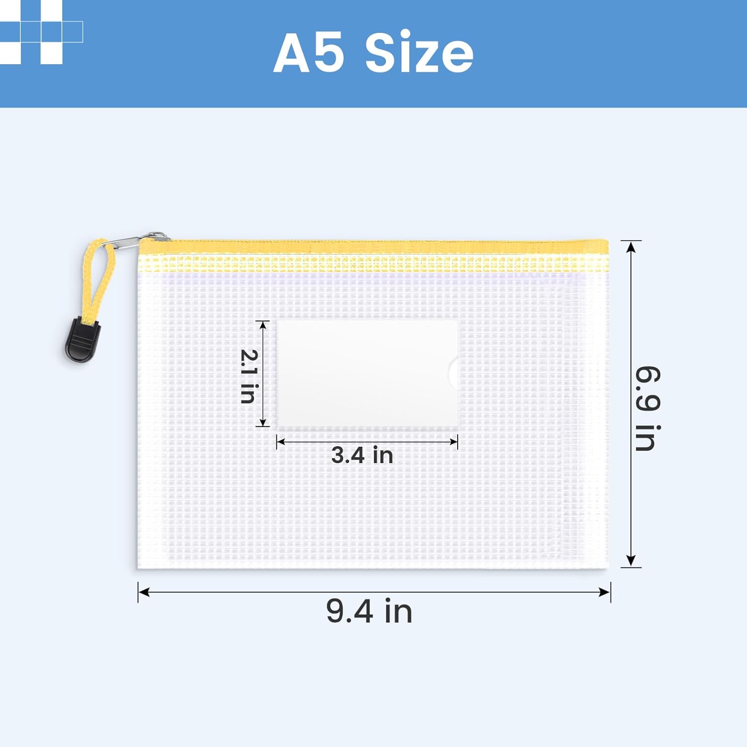 Sooez 24 Pack Mesh Zipper Pouch Bags with Label Pocket, A5 (9.4×6.8 in) Small Pencil Case Pouch for Organizing, Clear Plastic Pencil Pouches Bulk for School Supplies Storage, Money Envelopes for Cash