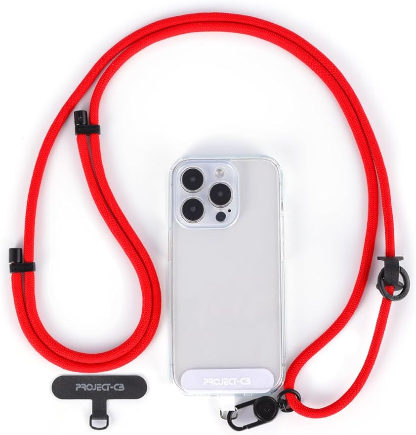 project-cb Cell Phone Lanyard 1,Phone Tether Tab 2,Phone Crossbody Strap,Lanyards for Around the Neck,Adjustable Phone Strap(Red-B)