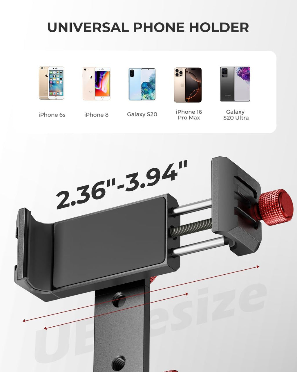 UBeesize Metal Phone Tripod Mount Cold Shoes with Arca QR Base, 3 Control Knob 360° Cell Phone Tripod Adapter for iPhone, Samsung, Desktop Tripod Smartphone Holder for Video Streaming Vlogging Rig