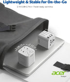 Acer US to Europe Plug Adapter, Universal Travel Adapter, International Power Adapter for USA to Europe UK France Germany Spain Ireland Australia (Type C/G/A/I),White