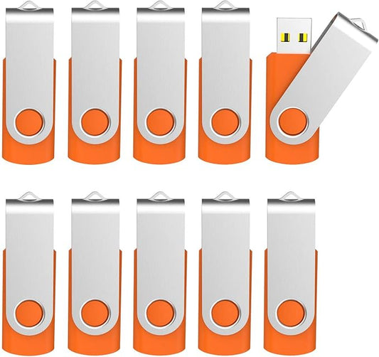 KOOTION 32 GB USB Flash Drive 32 gb Flash Drive 10 Pack Thumb Drive Memory Stick Pen Drive Keychain Design, Orange