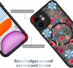 AIGOMARA Magnetic Case for iPhone 11 [Compatible with MagSafe] Cute Pink Blue Flower Floral Pattern Soft TPU Bumper Hard PC Back Anti-Fall Shockproof Protective Slim Cover for Women Girls