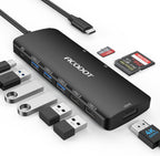 Acodot 9 in 1 USB C to 4K@60HZ HDMI Multiport Adapter, 3 USB 3.0 Ports, SD/TF Card Reader, 100W PD, Designed for MacBook Pro Air HP XPS etc, Black