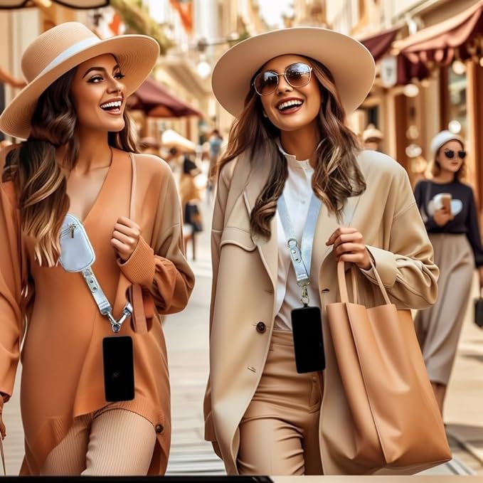 Clip and Go Strap for Phone with Wallet - Adjustable and Detachable Phone Lanyard Crossbody, Wrist Wallet for Home Travel