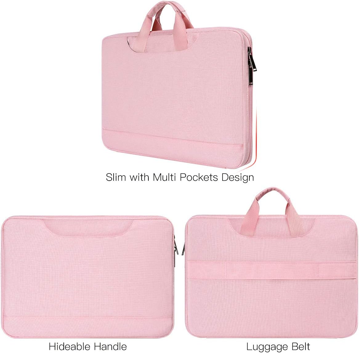 15.6 Inch Laptop Sleeve TSA Case for Women Ladies Bag for Macbook Pro 16" M4 M3 M2 M1, Lenovo Ideapad 15.6", HP Envy/Victus 15.6, Dell Inspiron 15, Acer Aspire/Nitro 15, ASUS MSI Macbook 15 Case, Pink