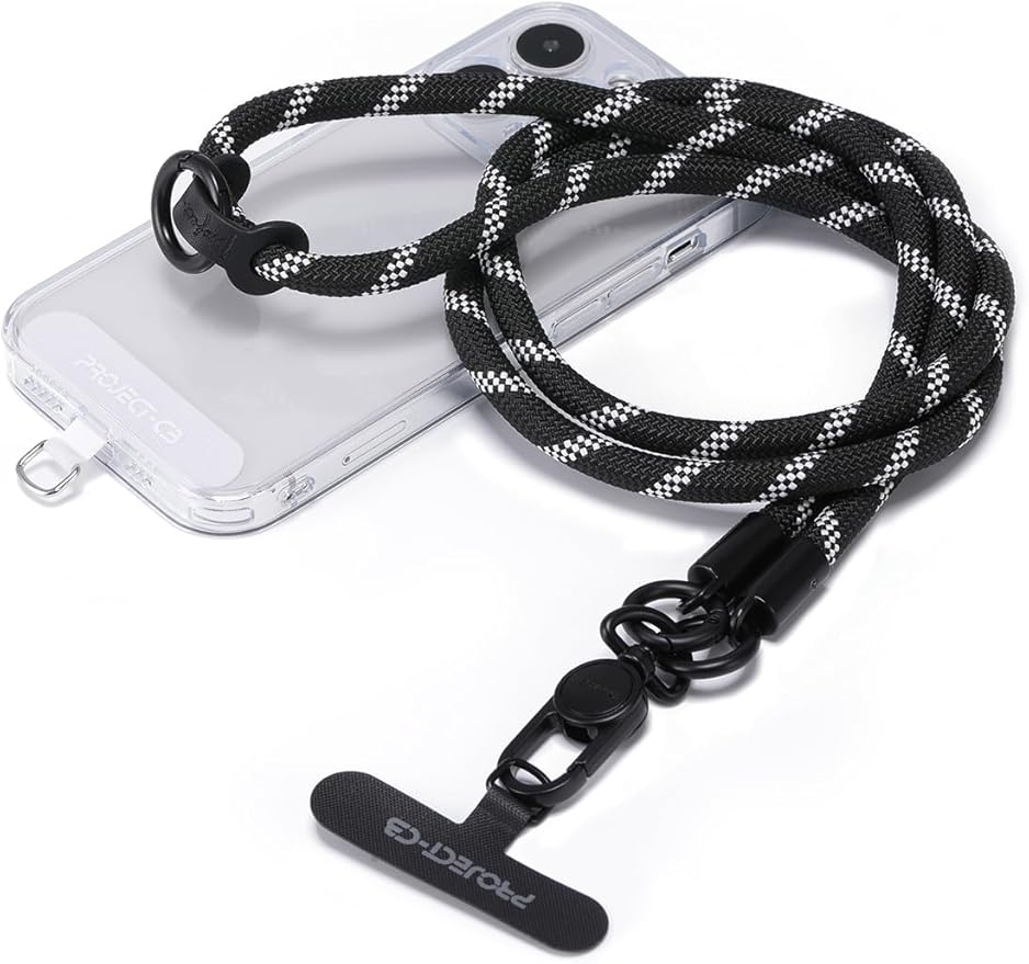 project-cb Phone Lanyard×1,Phone Tether Tab×2,Cell Phone Lanyards for Around the Neck,Rope Lanyard,Universal Adjustable Phone Strap Crossbody,Cell Phone Chain(Blackshadow)