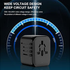 Universal International Power Travel Plug Adapter, 5 in 1 European Travel Plug Adapter W/ 3.5A 2xUSB-A and 2xUSB C Wall Charger and Worldwide AC Outlet for Europe USA UK AUS Asia