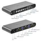 2 Computers 2 HDMI Monitors Matrix Automatic KVM Switch 4K@60Hz, Hotkey Switching, EDID, Digital Display and Aluminum Shell, USB 3.0 Hub Audio Microphone with Cables