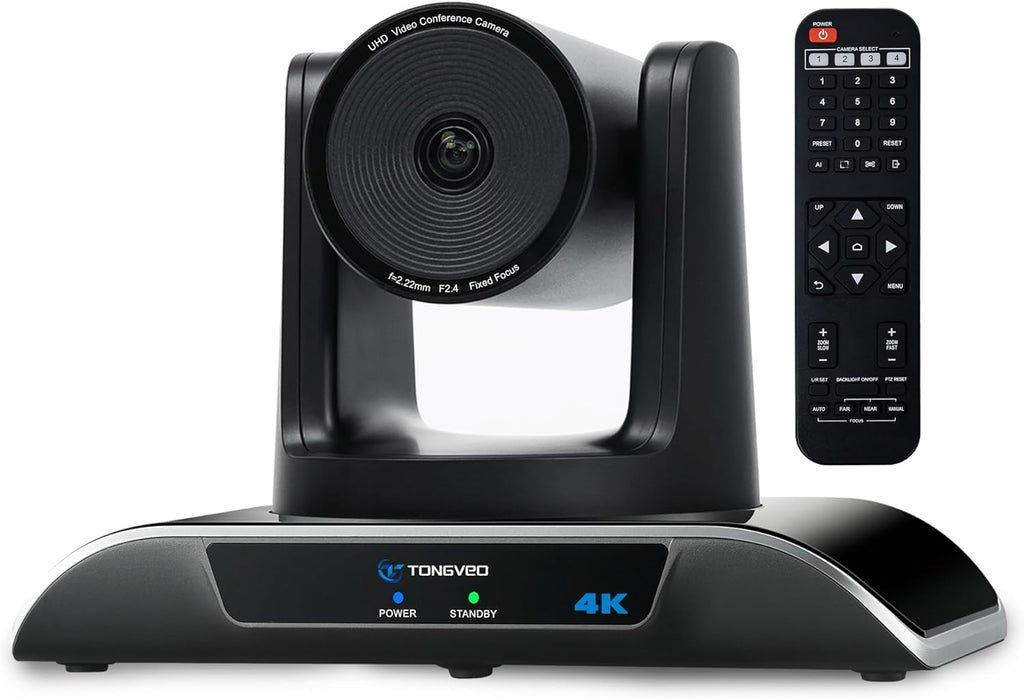 TONGVEO 4K PTZ Camera with AI-Powered Auto-Tracking 5X Digital Zoom USB 3.0 120-Degree Wide-Angle PTZ Webcam for Video Conference YouTube/Teams/Zoom Meeting Live Streaming