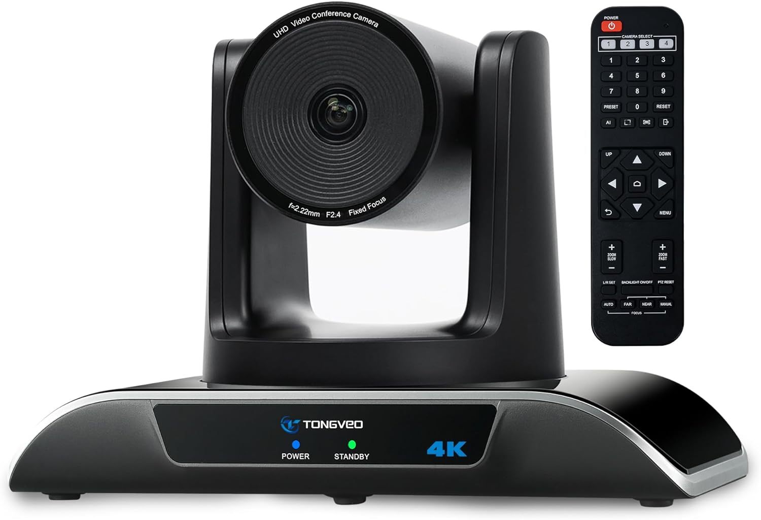 TONGVEO 4K PTZ Camera with AI-Powered Auto-Tracking 5X Digital Zoom USB 3.0 120-Degree Wide-Angle PTZ Webcam for Video Conference YouTube/Teams/Zoom Meeting Live Streaming