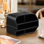 Leather 360° Spinning Remote Control Holder, Pencil Pen Holder for Desk Table Nightstand, TV Remote Caddy Organizer, Black Office Decor and Accessories, Storage Box for Phone,Media Player Controllers