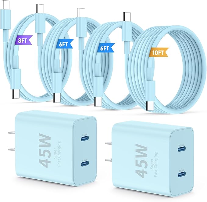 Super Fast Samsung Charger Type C,45W Dual Port USB C Fast Charger Blo ...
