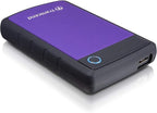 Transcend 2TB SJ25H3, USB 3.1 Portable Hard Drive Rugged, Anti-Shock Resistant, Compact and Lightweight with Lightning-Fast Speeds, One Touch Backup Button, Purple - TS2TSJ25H3P
