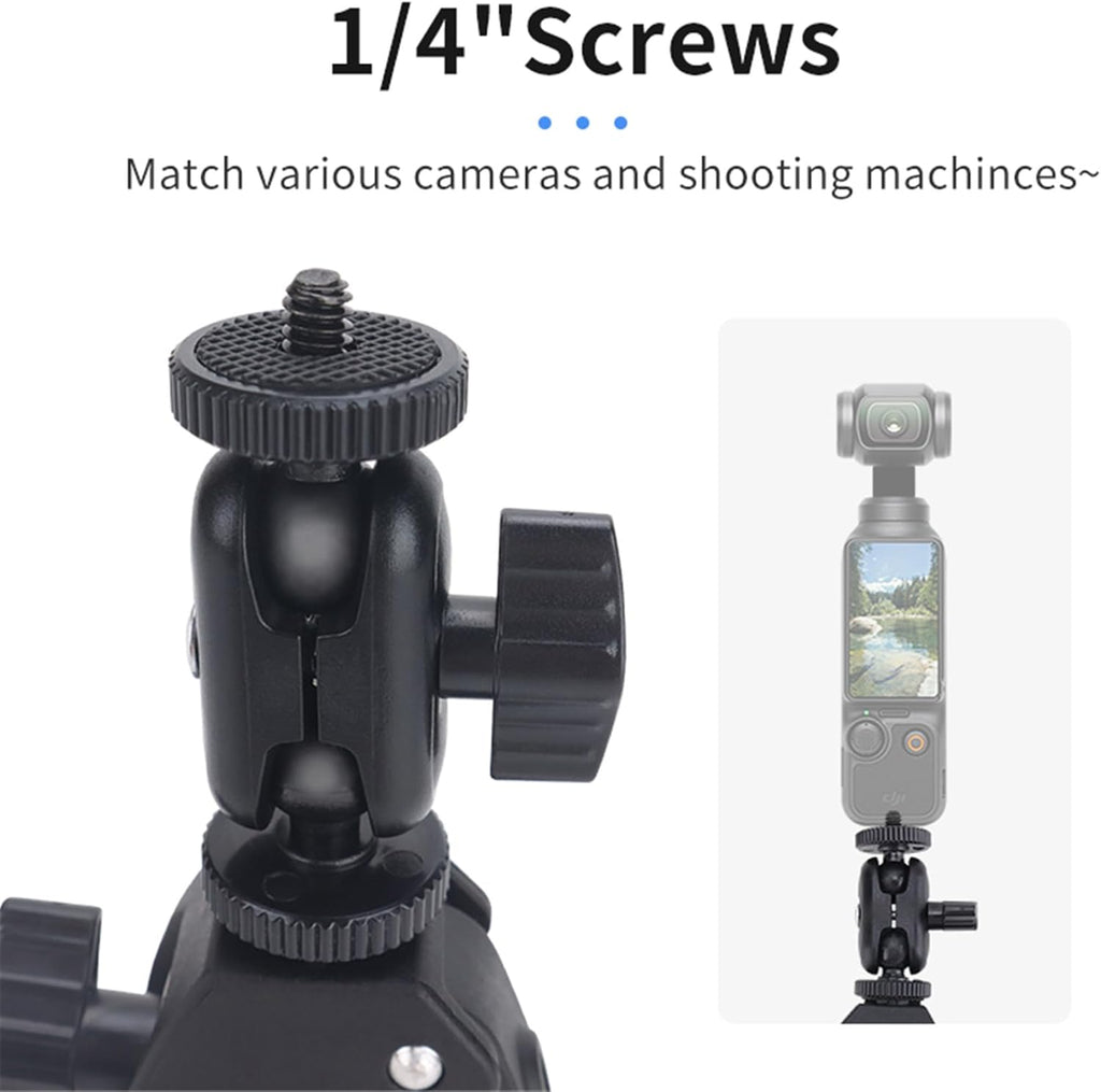 Action Camera Clamp Mount Bike Handlebar Mounts,Universal Compatible with DJI Pocket 3 /Action 5 Pro/Osomo 360, for Insta360 X5/X4 Series, Fit for Light/Other Sports Action Camera Clip Adapter Holder