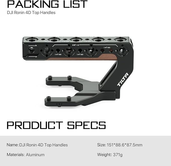 Tilta Top Handle Compatible with DJI Ronin 4D | Additional Grip & Accessory Mounts | 4D Monitor Compatible | Hydra Alien Ready | Lightweight & Durable ES-T09-TH