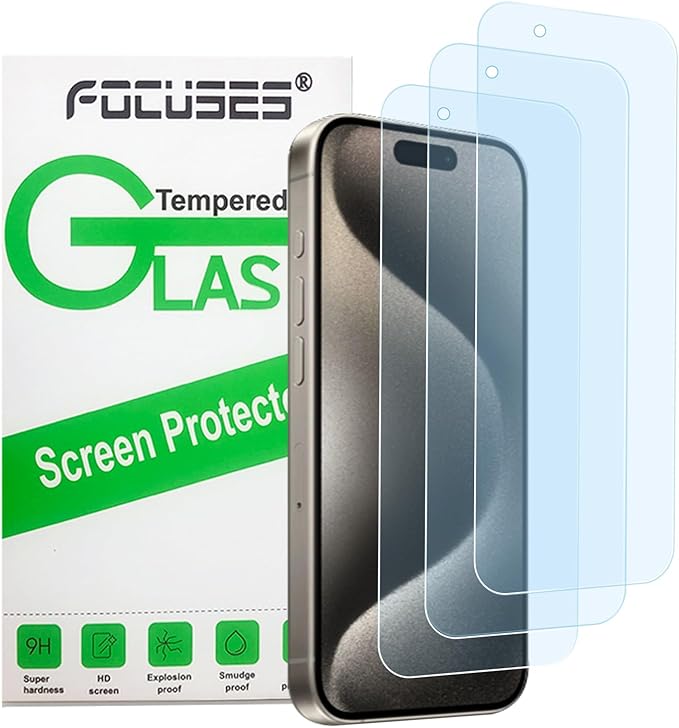 3Pack Screen Protector for iPhone 15Pro Max/iPhone 15Plus 6.7inch 9H+ Anti Blue Light Tempered Glass, Anti-Scratch, Case Friendly