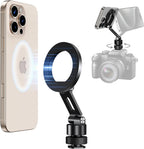 elitehood Magsafe Phone Tripod Mount Adapter with 360° Rotatable Cold Shoe & 1/4” Screw, Magnetic Camera Phone Mount, Aluminum iPhone Holder for Tripod Camera Video Recording Live Streaming Vlogging