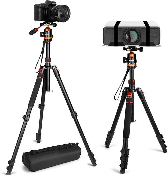 Camera Tripods & Projector Stand, 2 in1 Tripod for Camera with Removable Metal Tray, Heavy Duty Tripod for DSLR. Projector. Sheet Music and Tablet, Extra Metal Spikes and Carry Bag
