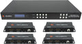 J-Tech Digital HDBaseT 4x4 Matrix Extender Switcher Supports HDMI2.0 HDCP2.2 4K60Hz 4:4:4 HDR Dolby Vison with 4 PoC Receivers, Over Single Cat5e/6 Cable, Control App, Compatible with Control4 Driver