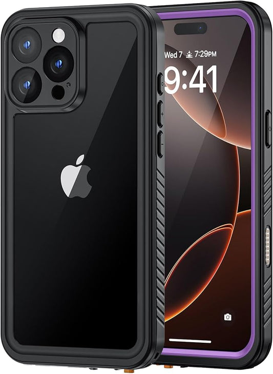 Lanhiem for iPhone 16 Pro Max Case, IP68 Waterproof Dustproof Shockproof Cases with Built-in Screen Protector, Full Body Heavy Duty Rugged Phone Cover for iPhone 16 Pro Max - 6.9 inch (Purple)