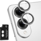 for Samsung Galaxy S25 Edge Camera Lens Protector, Individual Metal Ring Tempered Glass Lens Cover, [Strong Adsorption] Scratch Resistant Ultra-Thin HD Clear Lens Cover, 1 Set-Gray