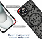 AIGOMARA Case for iPhone 15 Plus [Compatible with MagSafe] Black Ribbon Bow Pattern Design Soft TPU Bumper Hard PC Back Anti-Fall Shockproof Protective Slim Magnetic Cover for Women Girls