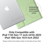 MMK iPad A16 Case (2025, 11"), iPad 10th Generation Case with Keyboard (2022, 10.9"), Wireless Detachable Keyboard, Pencil Holder (Green)
