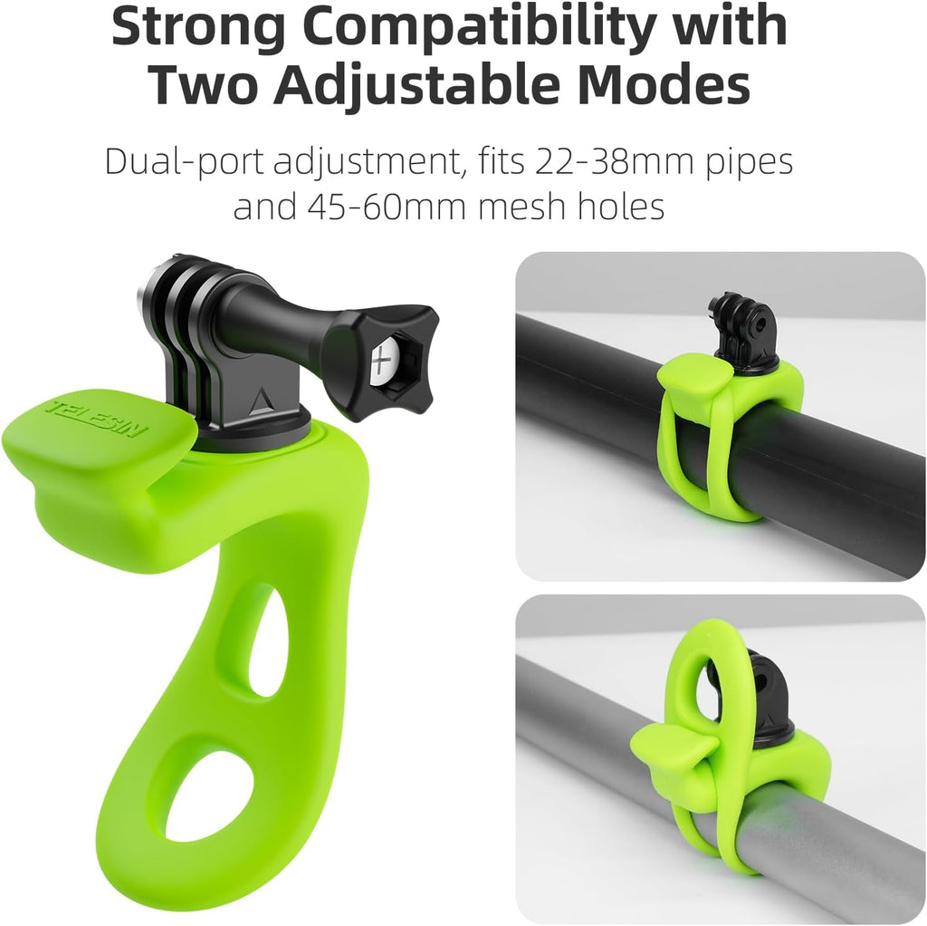 TELESIN Camera 360 Strap Mount Flexible Wrap Band Bike Motorcycle Handlebar Tube Roll Bar Stick Pole Ski Holder Accessories for GoPro Hero 13 12 11 10 Insta360 X5 DJI Osmo Nano Action 5 Pocket 3 AKASO