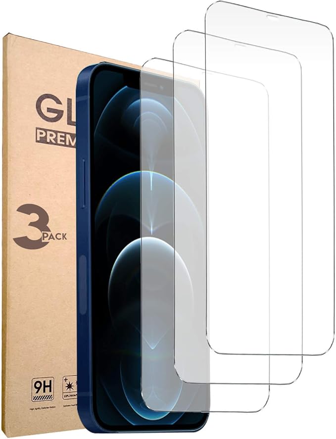 iPhone 12 Pro Max Tempered Glass Screen Protector [3 Pack]