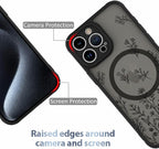 AIGOMARA Magnetic Case for iPhone 15 Pro Max [Compatible with MagSafe] Cute Black Flower Floral for Women Girls Soft TPU Bumper Hard PC Back Anti-Fall Shockproof Protective Slim Cover
