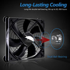 USB 120mm Quiet Fan, 5V USB Portable Cooling Fan for Flat Panel TV Receiver Router DVR PlayStation Xbox Computer Cabinet Cooler