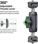 FANAUE Mini Articulating Arm Mount Camera Accessories Compatible with 1/4"-20 to 1/4"-20 Connectors (with Locating Pins) Aluminum-Built Arm Offers Flexibility Connectors