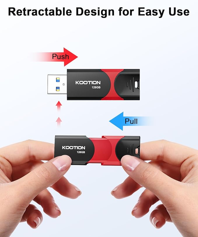 KOOTION 128GB USB Thumb Drive 3.1 Flash Drive Ultra High Speed up to 150MB/s, Retractable Memory Stick, 128G External Solid State Flash Drive