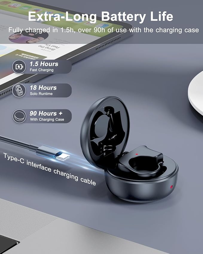 TikTok Scrolling Ring Remote Control, Camera Shutter Remote, Wireless Bluetooth Scrolling Ring for iPhone, iPad, iOS, Android - Graphite Black