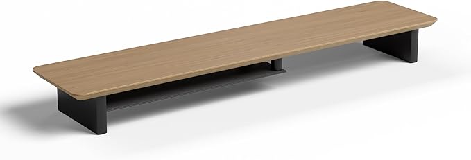 White Oak Dual‑Tier Ergonomic Desk Setup – Modern Wooden Monitor Stand & Workspace Riser, Home Office & Minimalist Aesthetic (White Oak, Large)