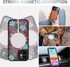 AIGOMARA Magnetic Case for iPhone 11 [Compatible with MagSafe] Cute Pink Blue Flower Floral Pattern Soft TPU Bumper Hard PC Back Anti-Fall Shockproof Protective Slim Cover for Women Girls