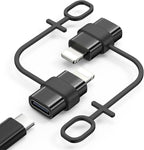 MoKo USB C to Lightning Adapter, Not for Audio/OTG, Lightning Male to USB C Female Adapter for iPhone 14/13/12/11/X Series, iPad/AirPods, Support Charging & Data Sync, with Anti-Lost Loop, Black