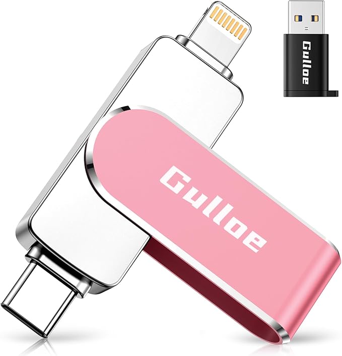 Gulloe 512GB Flash Drive Intended for iPhone, Memory Stick Storage for Photos and Videos Backup, Compatible with iPhone iPad Android PC, Plug and Play, No Application Required (Pink)